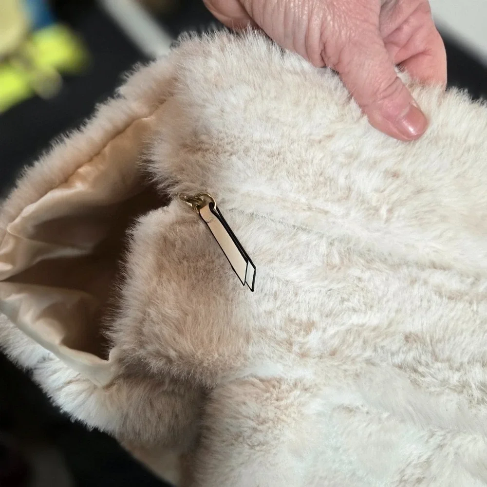 Victorias Secret Faux Fur White Purse Soft
